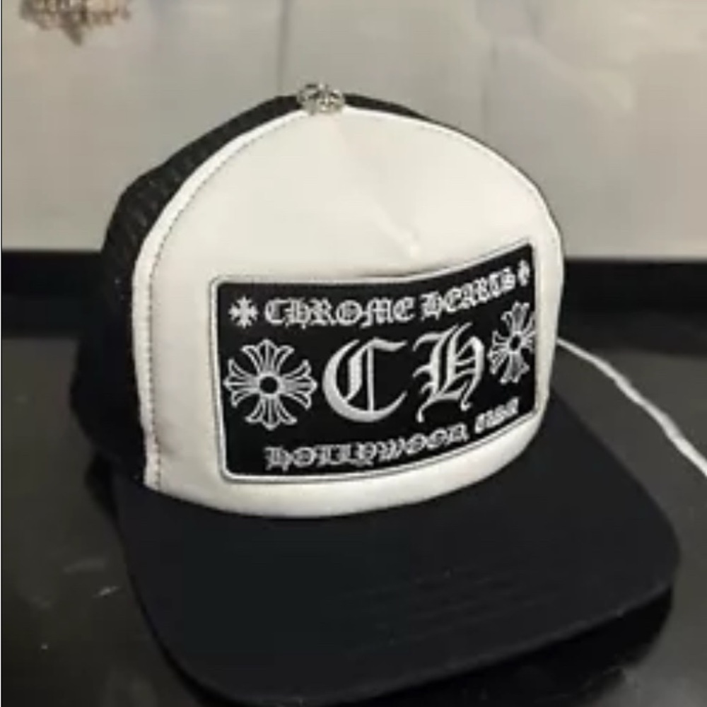 Chrome Hearts Black and White Trucker Hat authentic